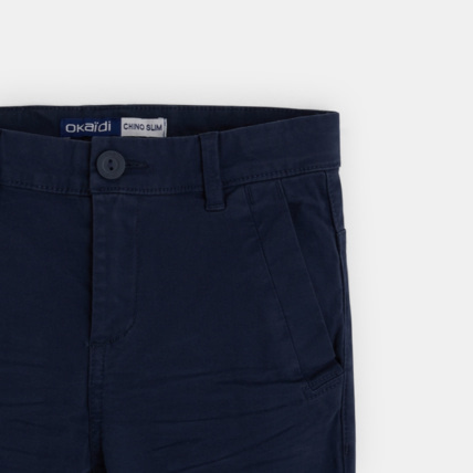 Avis Pantalon chino en twill de coton uni bleu garçon OKAIDI 3