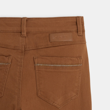 Avis Pantalon skinny en toile unie marron fille OKAIDI 3