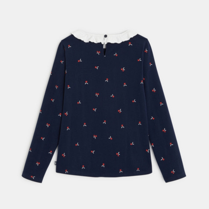 Avis T-shirt imprimé à col Claudine volonté rouge fille OKAIDI 3