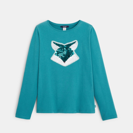 Avis T-shirt manches longues à sequins magiques vert fille OKAIDI 1