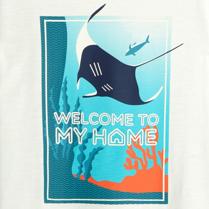 Avis T-shirt flammé monde marin blanc garçon OKAIDI 2