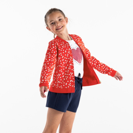 Avis Teddy zippé en molleton imprimé rouge fille OKAIDI 1