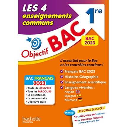 Avis Objectif BAC 2023 - 1re Les 4 Enseignements communs Hachette Éducation 1