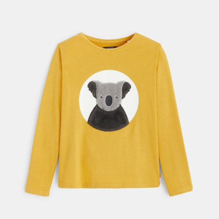 Avis T-shirt manches longues à motif peluche Koala jaune fille OKAIDI 1