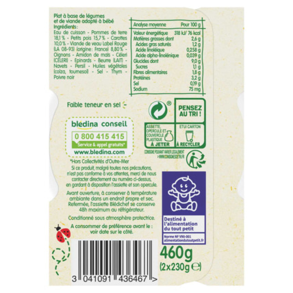 Avis BLEDICHEF Sauté de pommes de terre, petits pois et veau Blédina 4