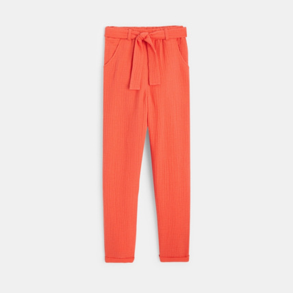 Avis Pantalon en gaze de coton orange fille OKAIDI 1