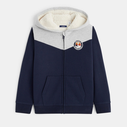 Avis Sweat-shirt zippé doublé en moumoute bleu garçon OKAIDI 1