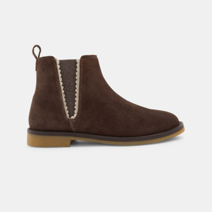 Avis Boots chelsea croûte de cuir festonnées grises fille OKAIDI 1