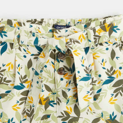 Avis Short ceinturé en toile imprimée vert fille OKAIDI 2