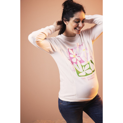 Avis Sweat de grossesse en molleton avec zip d'allaitement et print fleurs Prémaman 1