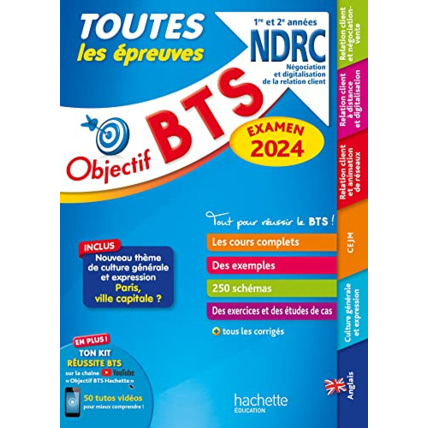Avis Objectif BTS NDRC (1re et 2e années) - Toutes les épreuves, examen 2024 Hachette Éducation 1