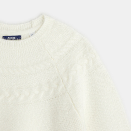 Avis Pull torsadé au point mousse blanc fille OKAIDI 2