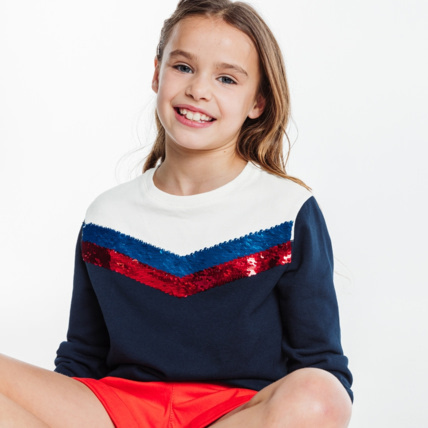 Avis Sweat-shirt à sequins magiques bleu fille OKAIDI 1