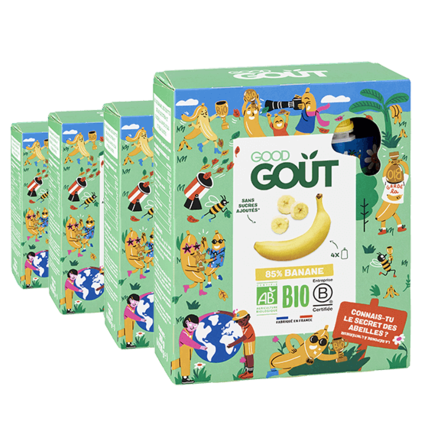 Avis 4 Packs de 4 compotes sans sucres ajoutés Banane Bio Good Goût 1