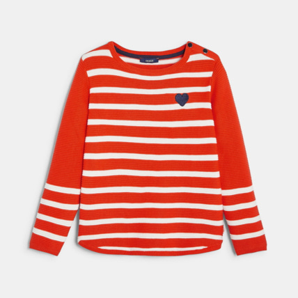 Avis Pull rayé petit cœur rouge fille OKAIDI 1