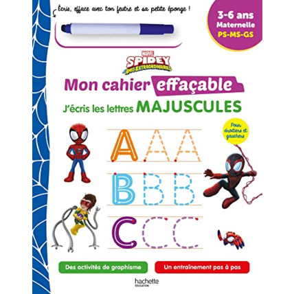 Avis Disney - Spidey et ses amis extraordinaires - Mon cahier effaçable - J'écris les lettres majuscules Hachette Éducation 1