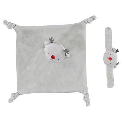 Avis Doudou plat en velours élan et hochet velours Prémaman 1