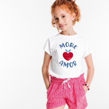 Avis T-shirt à motif et message bleu fille OKAIDI 1