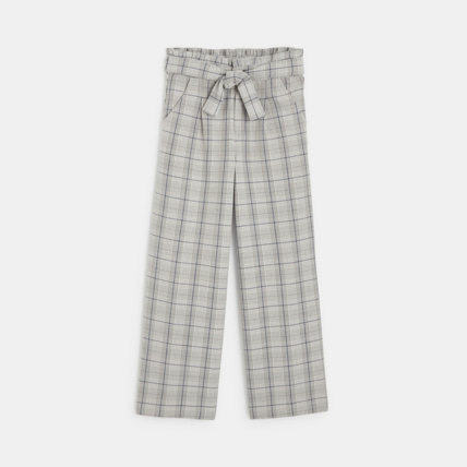 Avis Pantalon taille haute à carreaux gris fille OKAIDI 2