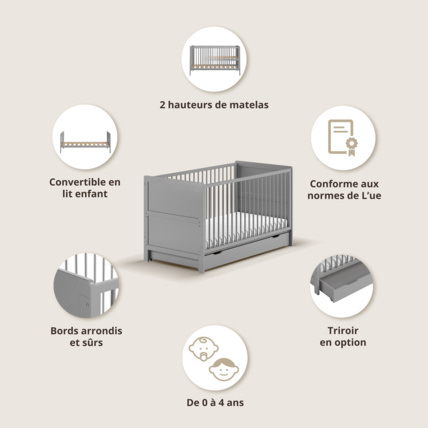 Avis Lit bébé évolutif 3 en 1 avec matelas Petite Amélie 8