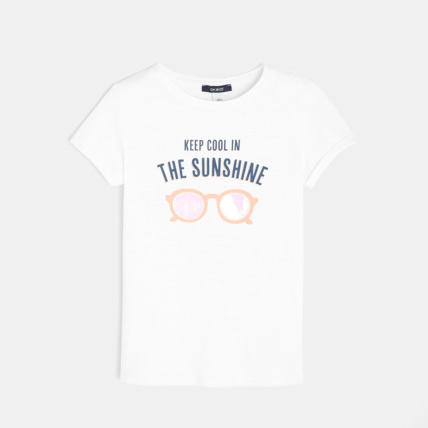Avis T-shirt à motif fantaisie orange fille OKAIDI 1