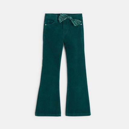 Avis Pantalon évasé en velours côtelé vert fille OKAIDI 2