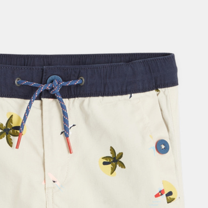 Avis Bermuda slim en toile imprimée 'cocotiers" blanc garçon OKAIDI 2