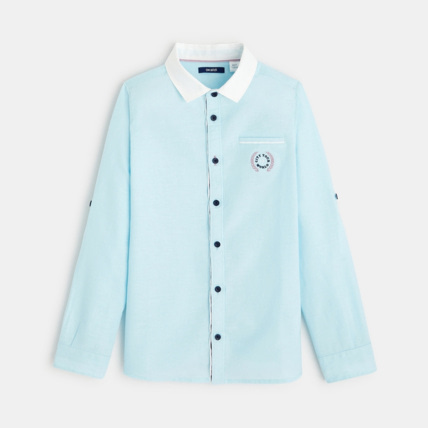 Avis Chemise bicolore en popeline bleue garçon OKAIDI 1