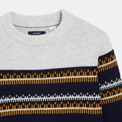 Avis Pull jacquard col rond bleu garçon OKAIDI 2