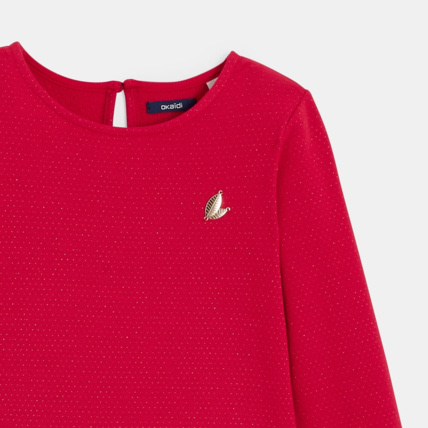 Avis Robe bimatière irisée de fête rouge fille OKAIDI 3