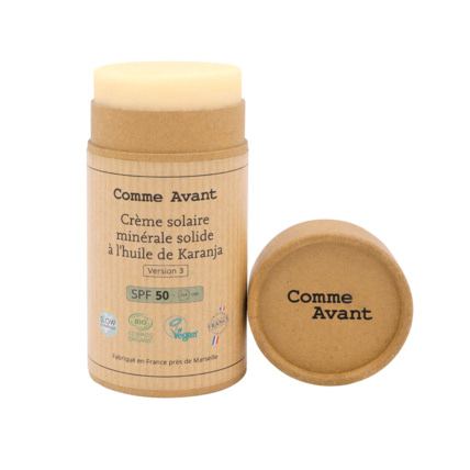 Avis Crème solaire SPF50 minérale solide à l'huile de karanja Comme Avant 1