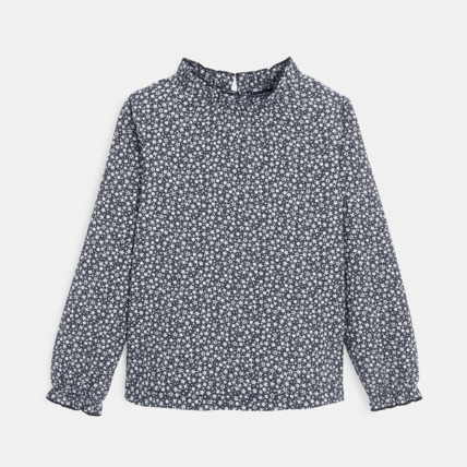 Avis Blouse imprimée à col collerette bleue fille OKAIDI 1