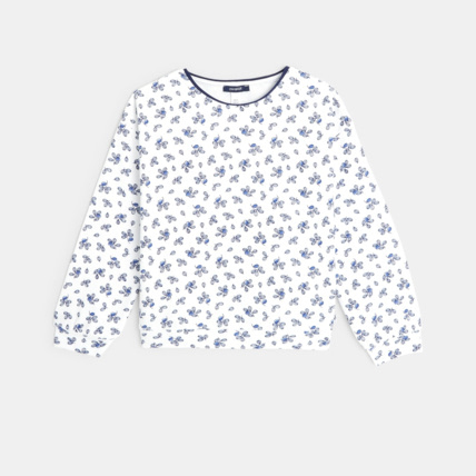 Avis Sweat-shirt imprimé petites feuilles bleu fille OKAIDI 1