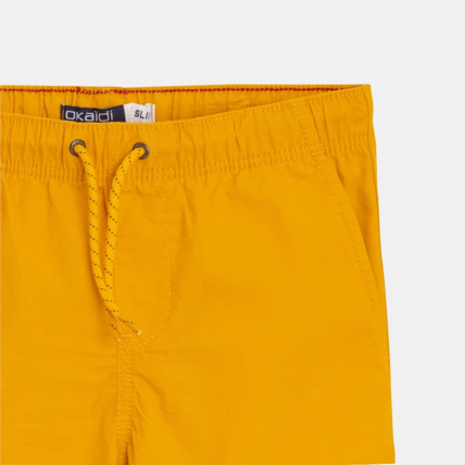 Avis Bermuda slim en toile unie jaune garçon OKAIDI 3