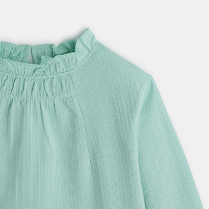 Avis Blouse unie à col volanté verte fille OKAIDI 3