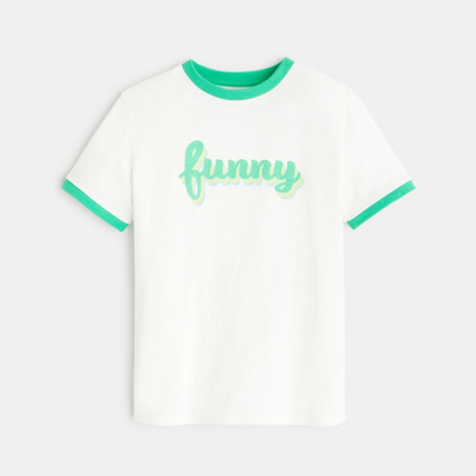 Avis T-shirt coton flammé à message blanc garçon OKAIDI 1