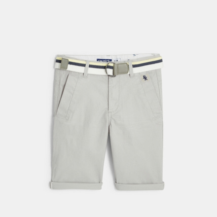 Avis Bermuda ceinturé en toile effet piqué gris garçon OKAIDI 1