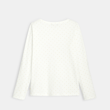Avis T-shirt à message brodé de sequins et fleurs jaune fille OKAIDI 3