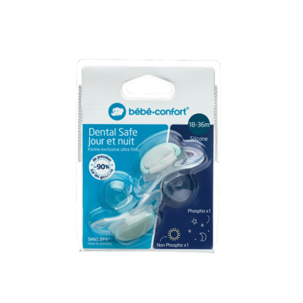 Avis Lot de 2 sucettes en silicone phosphorescent 18-36 mois Bebeconfort 1