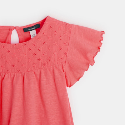 Avis T-shirt détail broderie anglaise rose fille OKAIDI 2