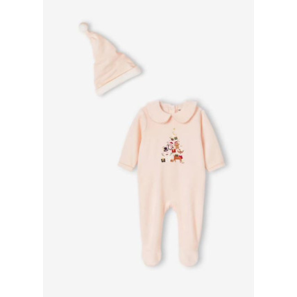 Avis Dors-bien bébé fille Noël et bonnet en velours Vertbaudet 1