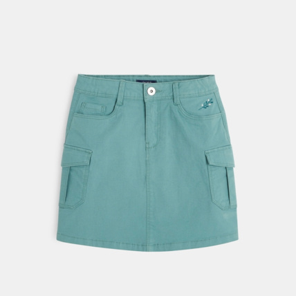 Avis Jupe courte cargo en toile unie verte fille OKAIDI 1
