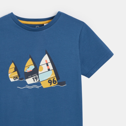 Avis T-shirt manches courtes à motif Voiliers bleu garçon OKAIDI 4