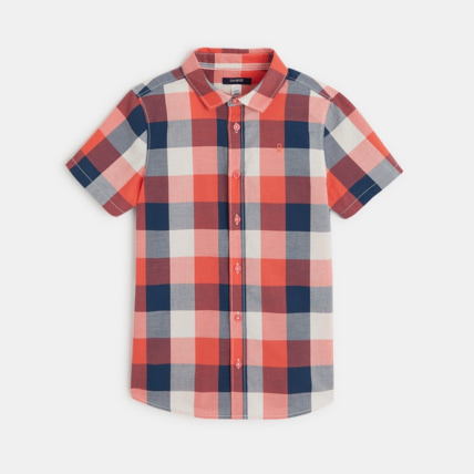 Avis Chemise manches courtes à grands carreaux orange garçon OKAIDI 2