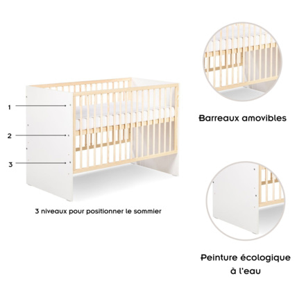 Avis Ensemble commode à langer + lit bébé à barreaux WILLY Mon Mobilier Design 2