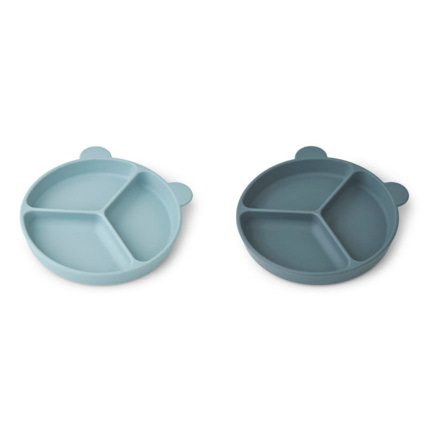 Avis Lot de 2 assiettes à compartiment Stacy - Sea blue / Whale blue LIEWOOD 1