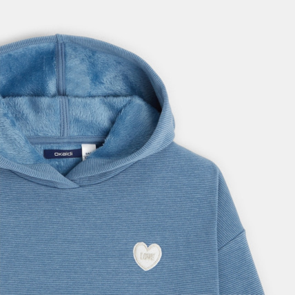 Avis Sweat-shirt tout doux à capuche bleu fille OKAIDI 2