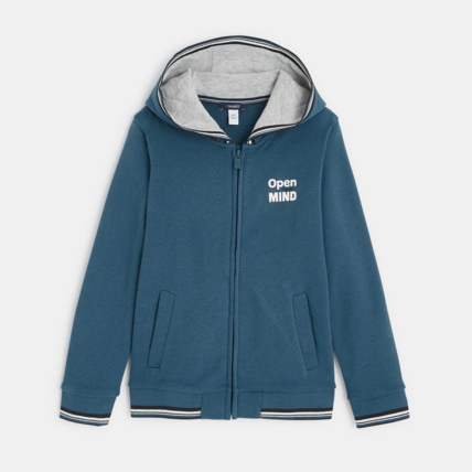 Avis Sweat-shirt à capuche "open mind" bleu garçon OKAIDI 1