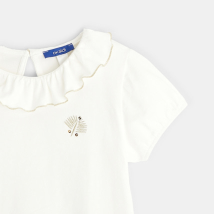 Avis T-shirt à col collerette blanc fille OKAIDI 2