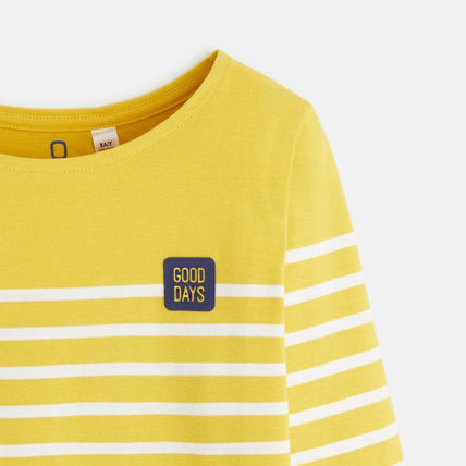 Avis T-shirt marinière à message "Good Days" jaune garçon OKAIDI 2